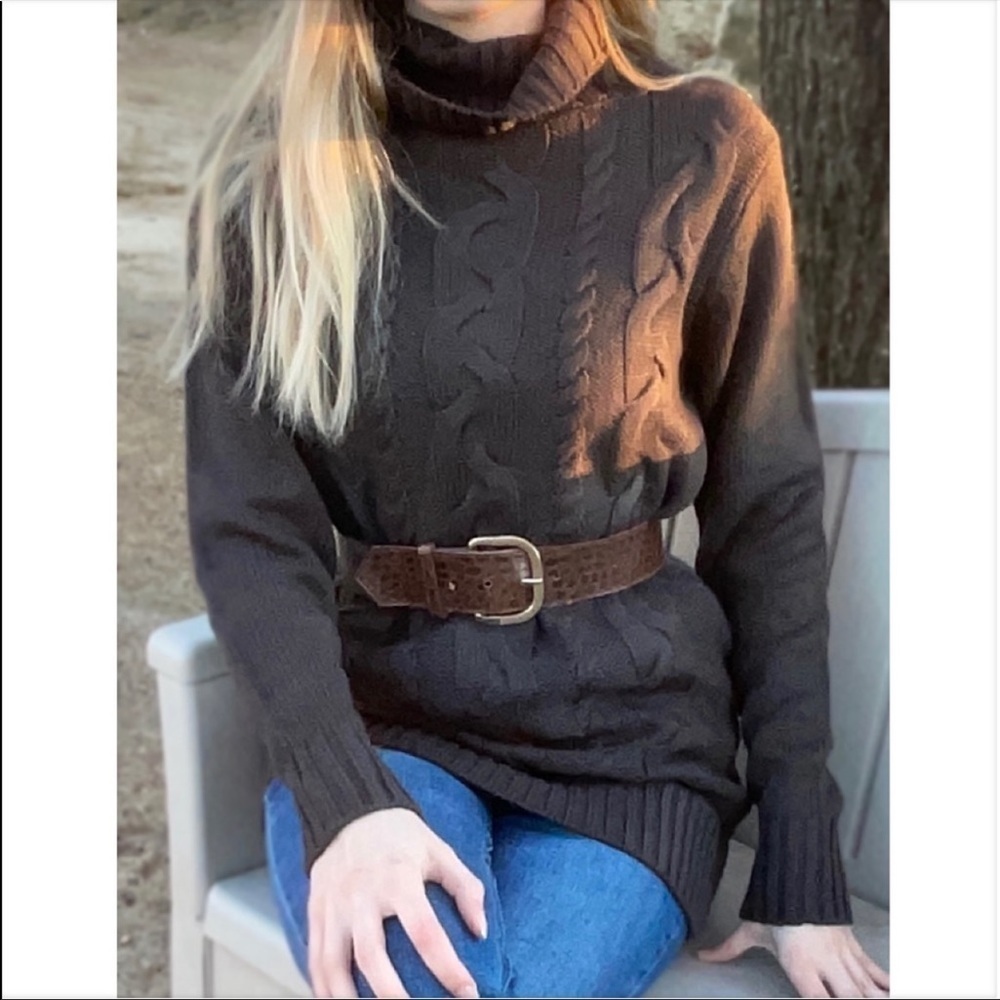 ✨NEW✨ Cable Knit Turtleneck Sweater- Grey - Picture 2 of 4